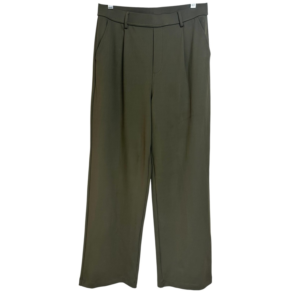 Halara Halo Tek Air Pleated High Waist Wide Trouser Leg Forest Night M/T NWT